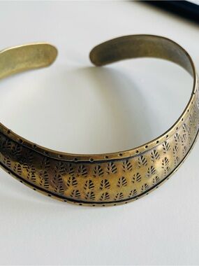 Vintage Stamped Brass Rigid Collar Necklace